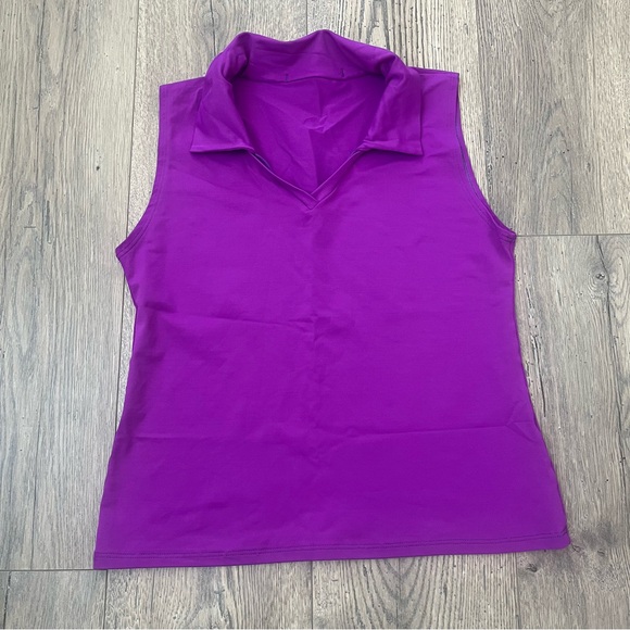 Dona Jo Dona Jo Sunshine Polo Top Shirt UPF 50+ Magenta Pink Size M - Picture 1 of 4